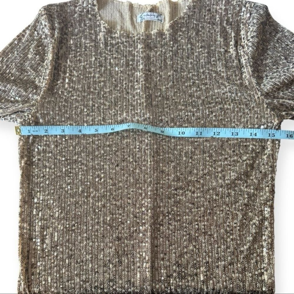 Intimately Free People Gold Sequin Long Sleeve Top - Size S - Picture 6 of 6